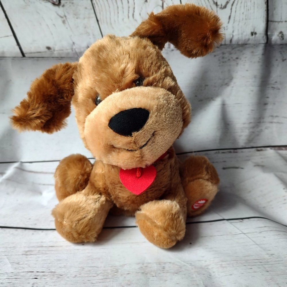 Hallmark Love Ya Plush Brown Puppy Sound Animated Ears Move 8" tested and works